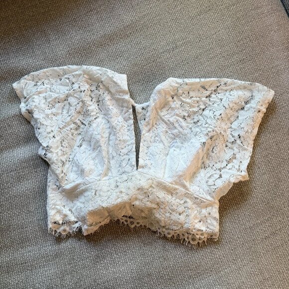Just Bee Queen Clare Tie Back Top in White Lace - Size Small - Picture 9 of 10